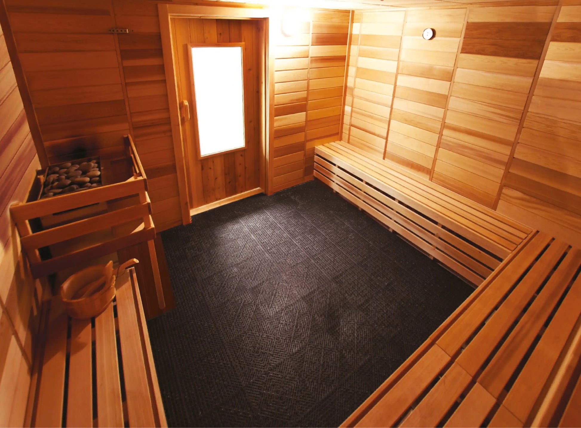 Eco Cedar Sauna with tru tile flooring